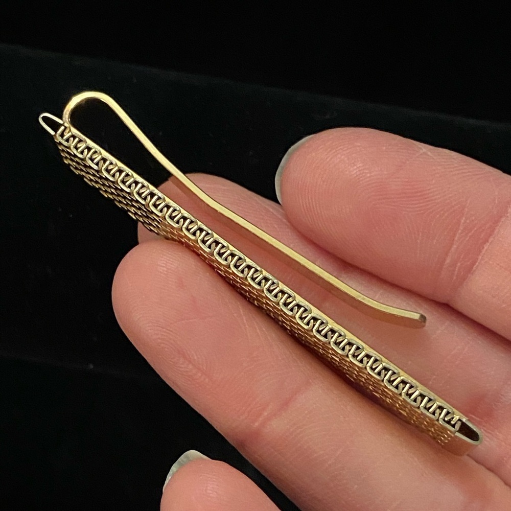 NANASI 12KT GF Woven Gold Tie Clip Vintage - Picture 4 of 6